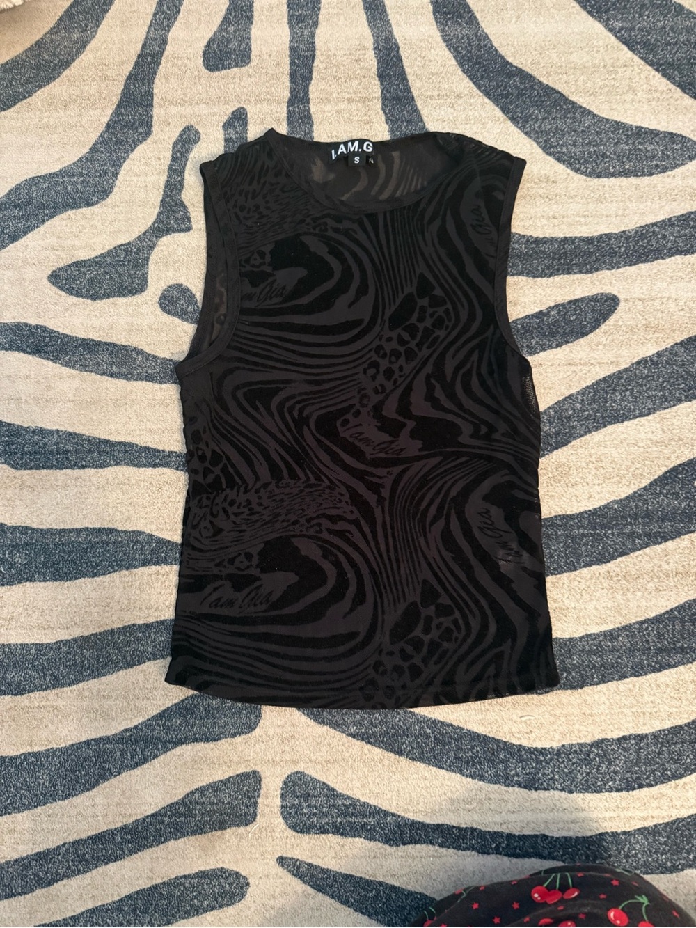 IAM.G Black Patterned Sleeveless Tank Top